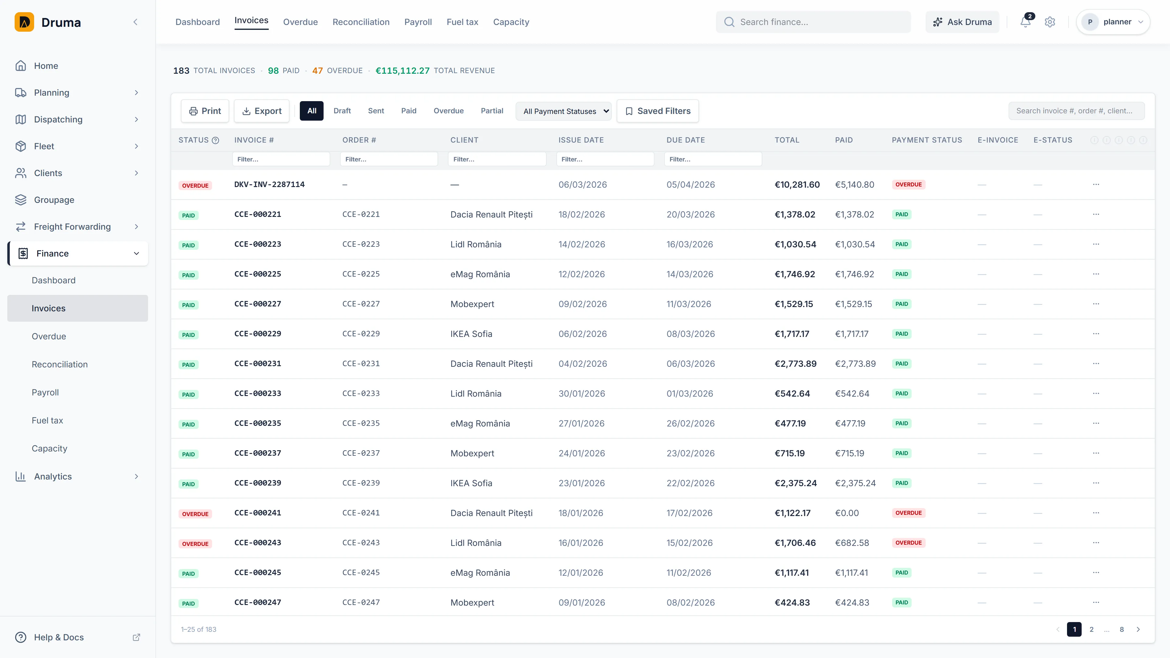 Finance & Forwarding screenshot